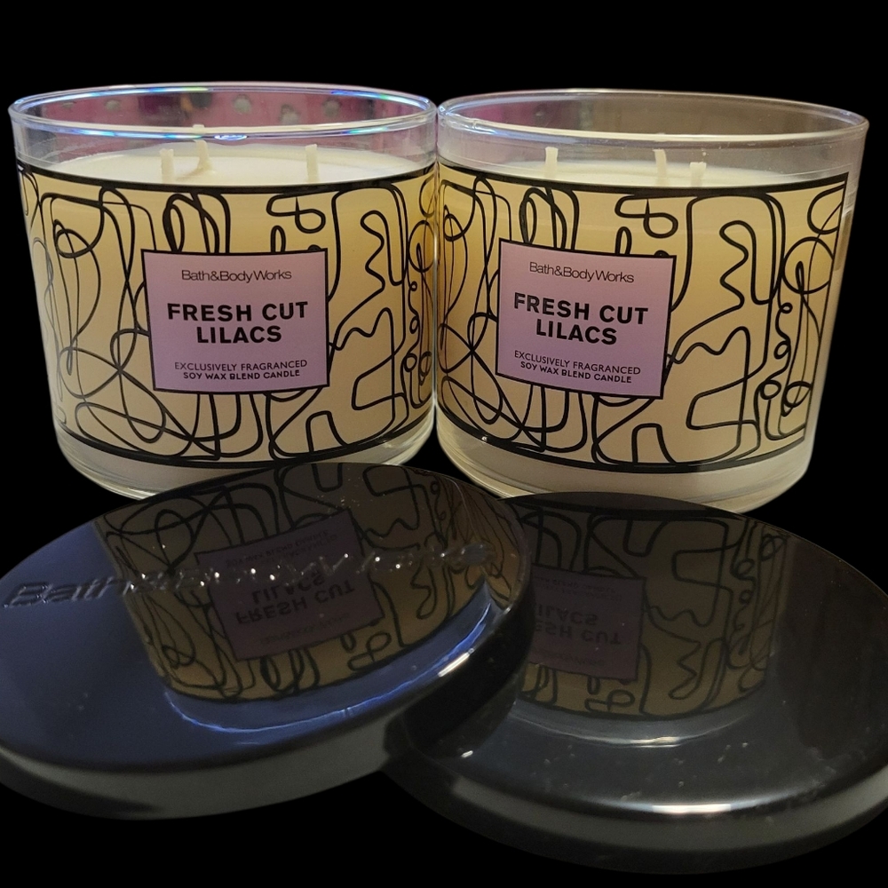 2pc Bath & Body Works Fresh Cut Lilacs 3-Wick Candles - New!!!!!